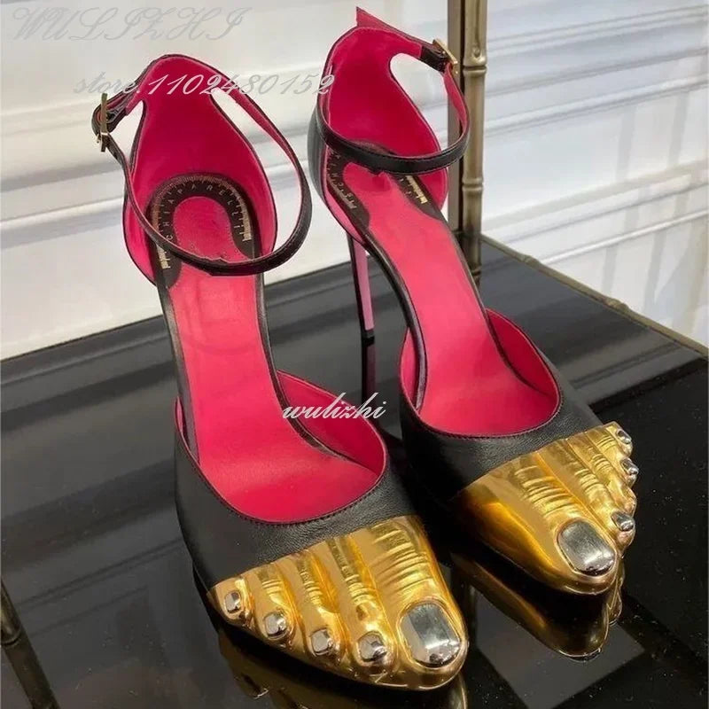 Big Bow Metallic Stiletto Sandals