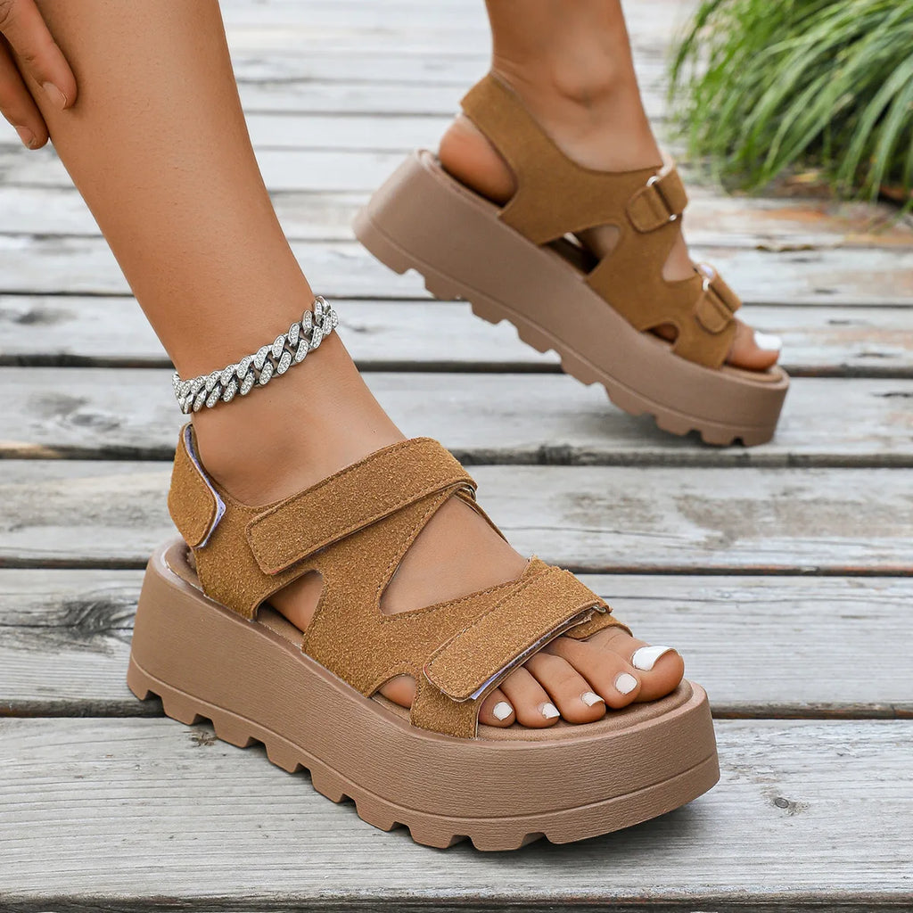 Women’s Retro Platform Sandals – Open Toe High‑Heel Summer Shoes | Casual Height‑Boosting Sandalias Femininas