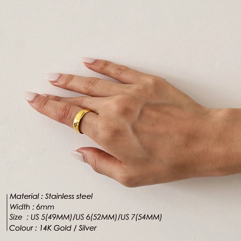 eManco Simple Stainless Steel Women's Rings Gold-plated Round Ring Girl's Jewelry Gift Factory Outlet