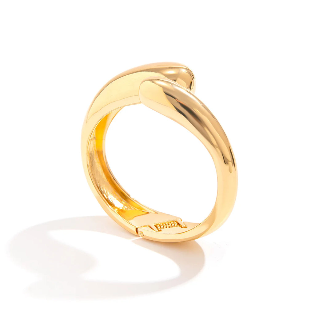 Punk Vintage Chunky Cuff Bangle – Gold Geometric Spring Bracelet for Women