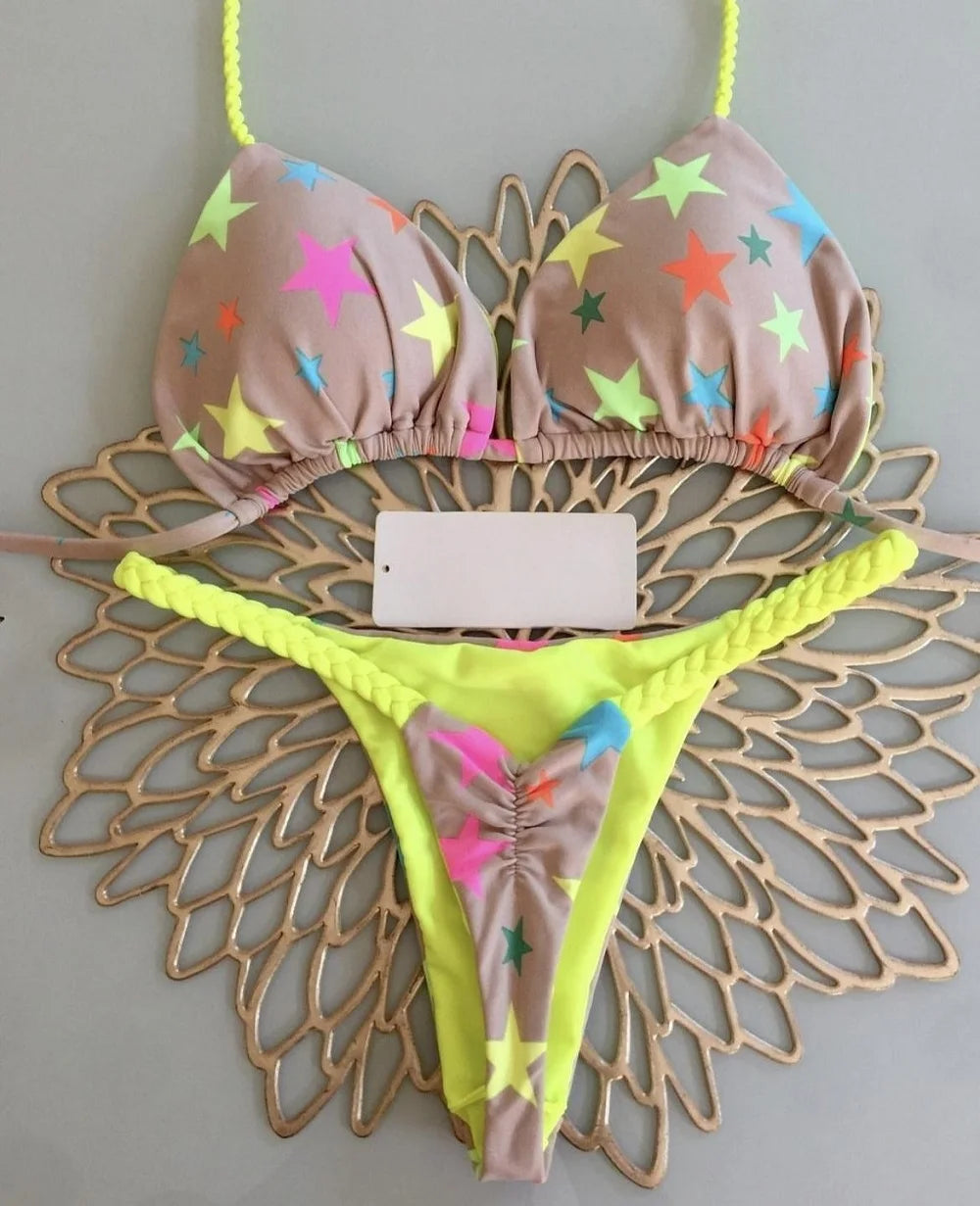 Zebra Print High‑Waist Brazilian Bikini