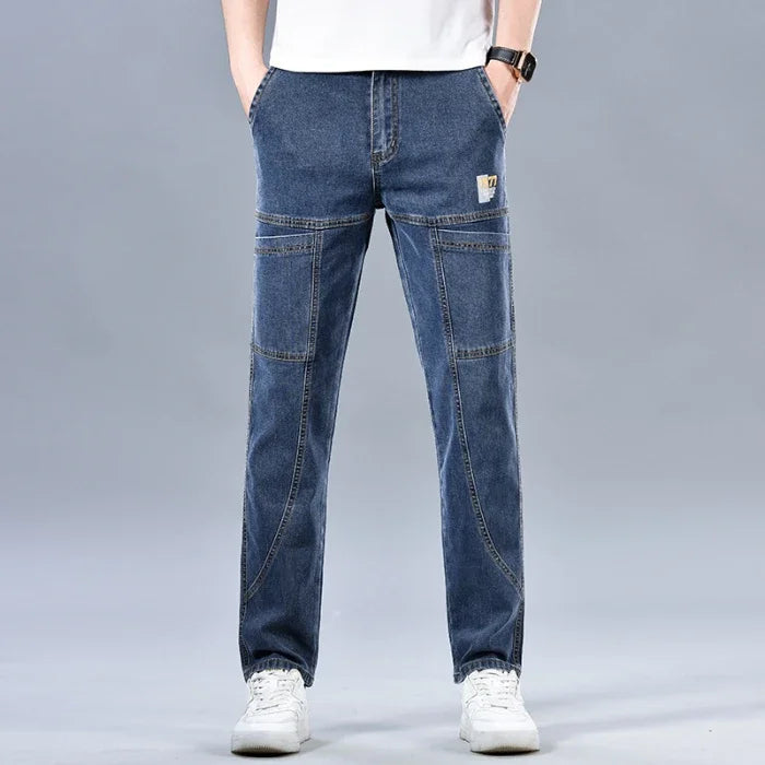 Multi‑Pocket Stretch Denim Jeans