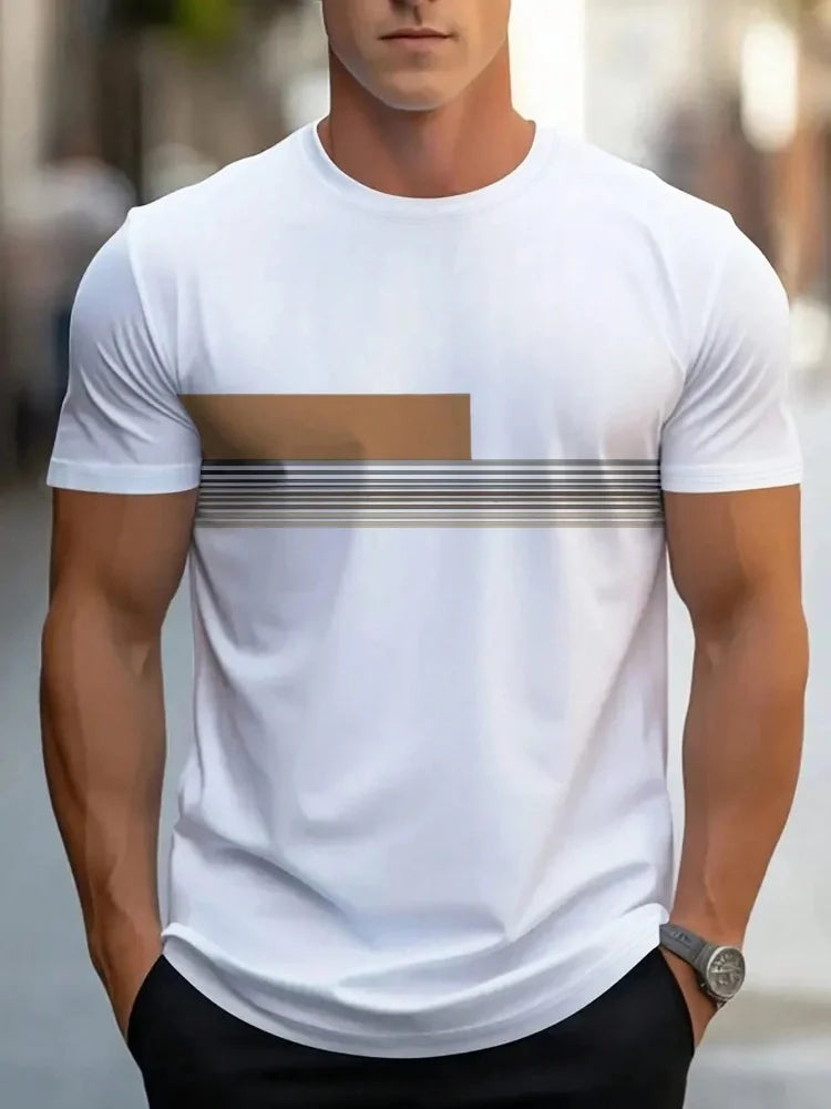 Men’s Oversized Letter‑Print T‑Shirt – Summer Loose Fit Sports Casual Short Sleeve Top
