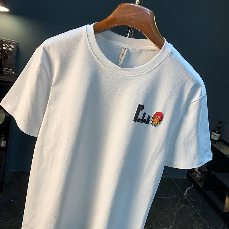 Short sleeved T-shirt with men's printed half sleeves, loose and comfortable, versatile and trendy clothes