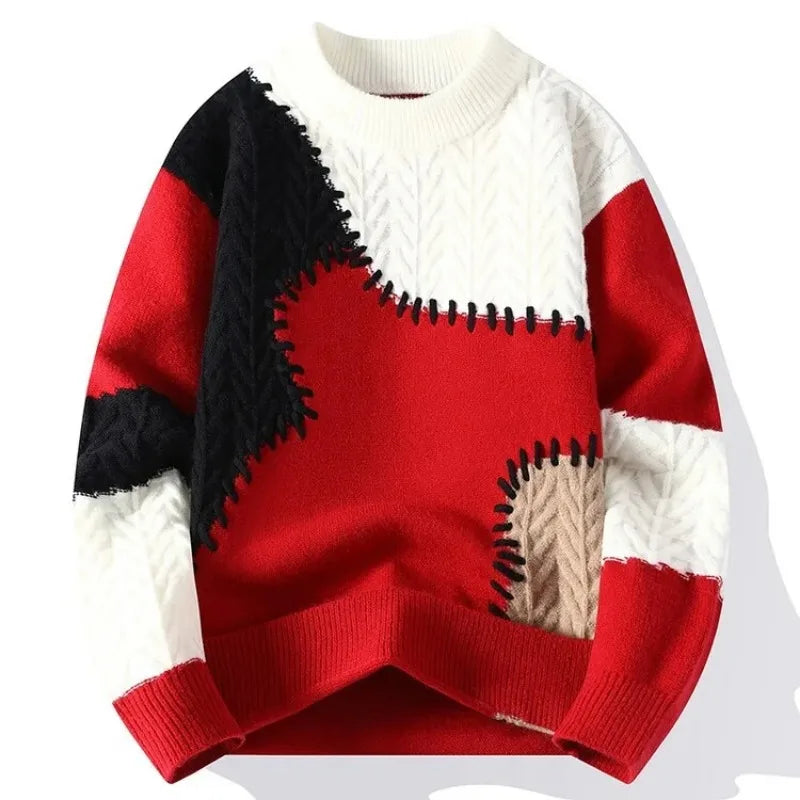Men’s O‑Neck Splicing Sweater