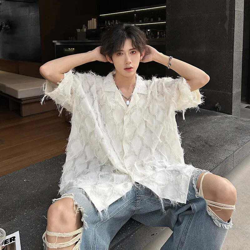 Loose Short‑Sleeve Suit‑Collar Shirt