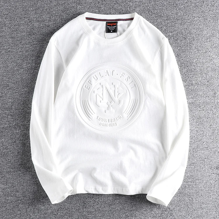 American Retro 3D Letter Long‑Sleeve T‑Shirt