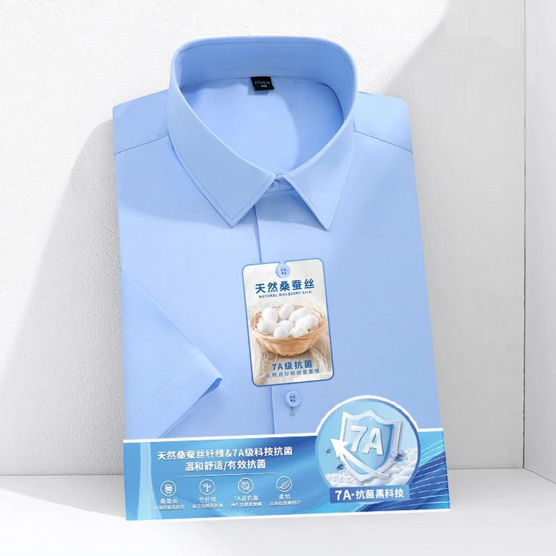 Mulberry Silk Wrinkle‑Resistant White Shirt