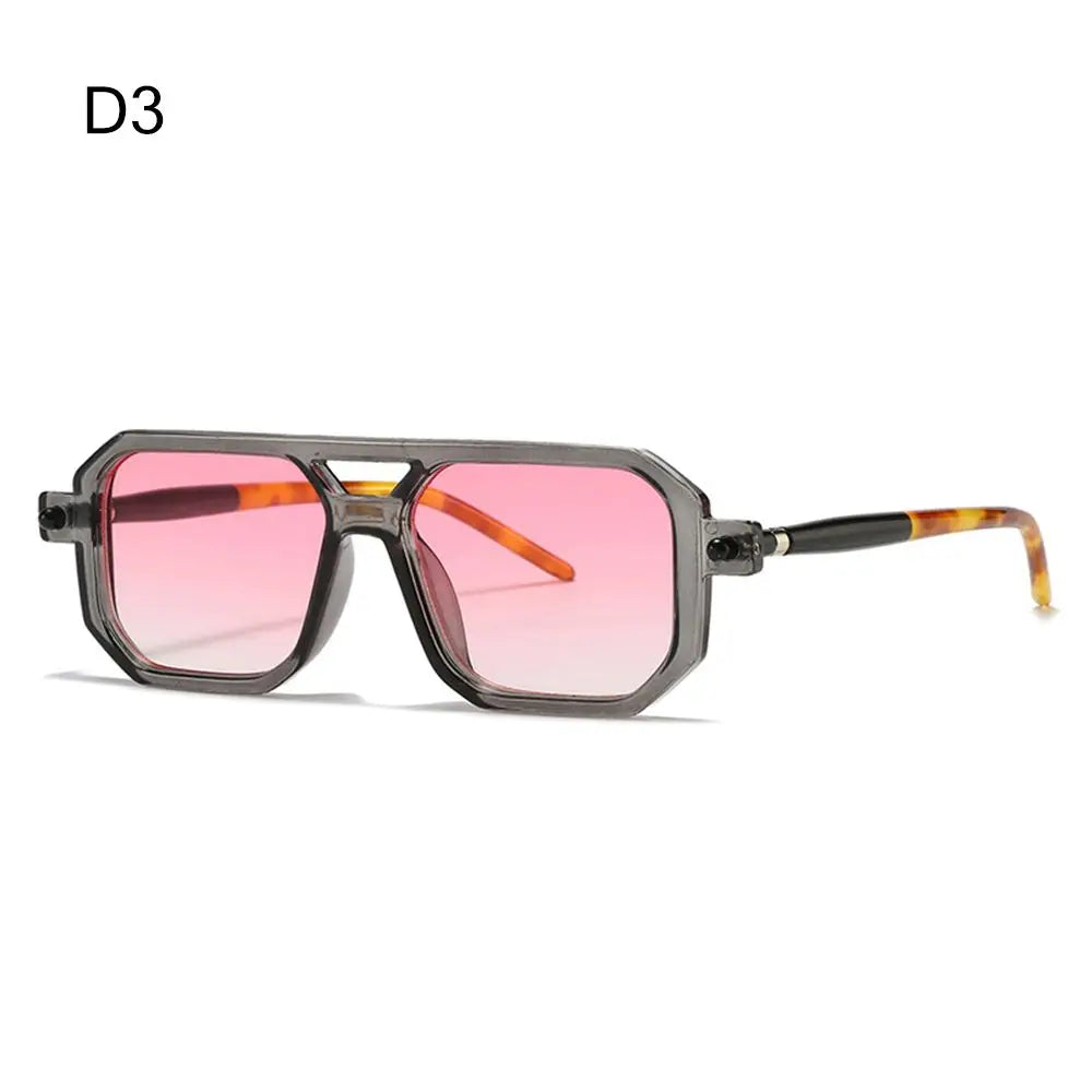 Retro Double Bridge Women Sunglasses Fashion Leopard Irregular Square Sun Glasses Men Trendy Street Wear Shades UV400 Eyewear