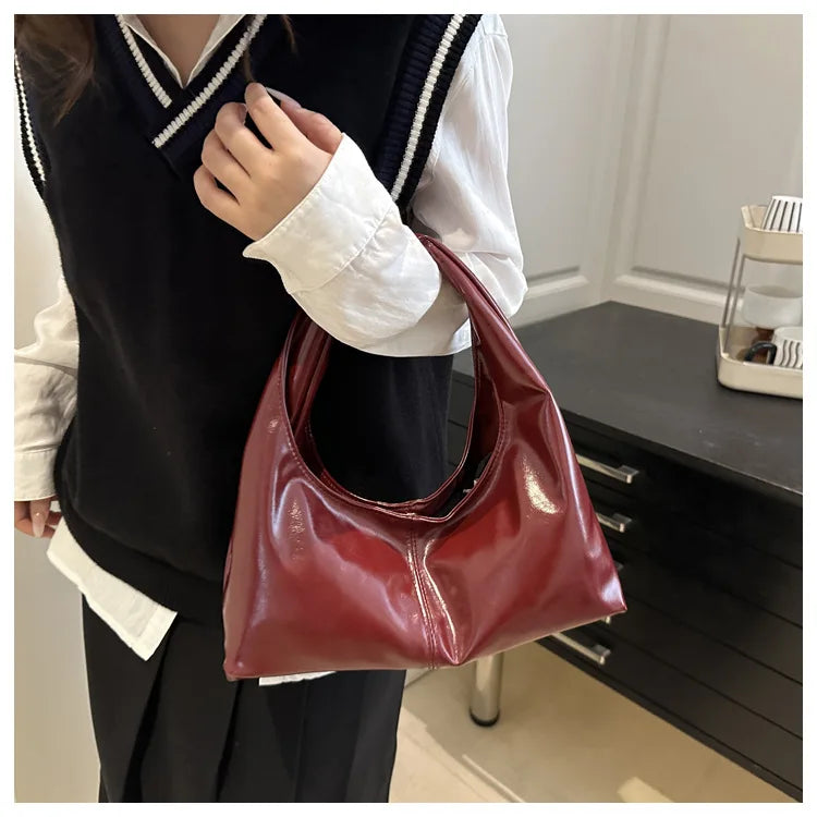 Fashion Leather Underarm Bags Women Temperament Clutch Handbags Shoulder Bag Ladies Trendy Simple Female Vintage Totes Hobos Bag