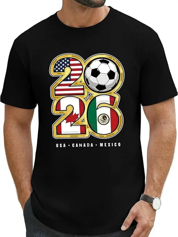 2026 Soccer Fan T‑Shirt — North America Flags Graphic Tee USA Canada Mexico Unisex