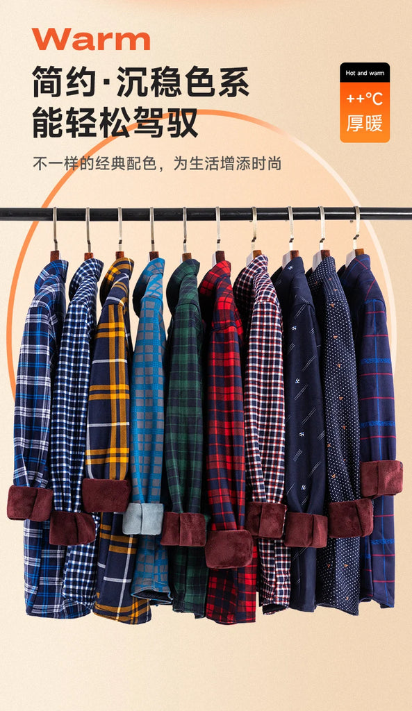 Men's double-sided fleece long-sleeved shirt 7XL8XL with fleece for warmth, thickening and cold resistance, casual winter