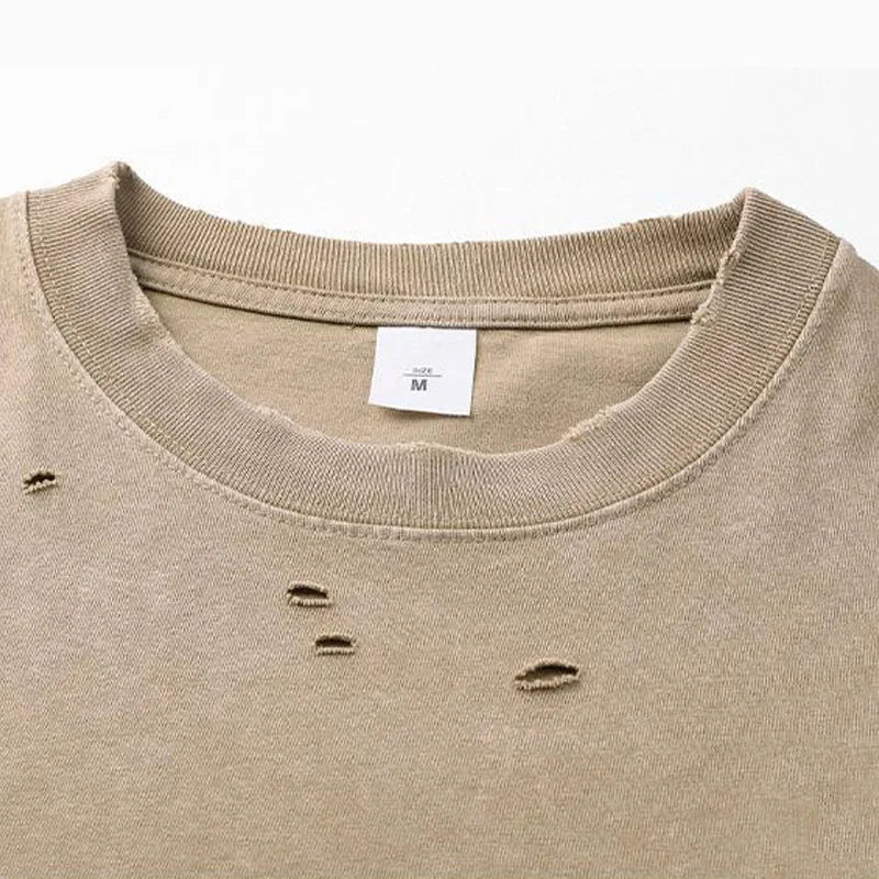 Men’s Heavy Thick Ripped Oversized T‑Shirt