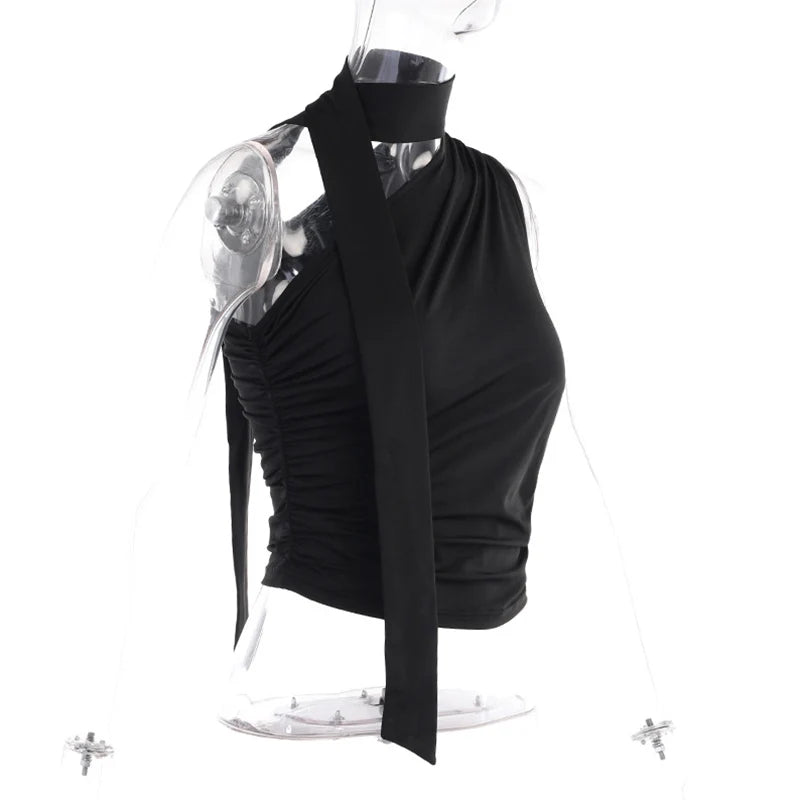 Women’s Backless Halter Crop Top – Sexy Off‑Shoulder Y2K Sleeveless Summer Tank for Club & Casual Wear