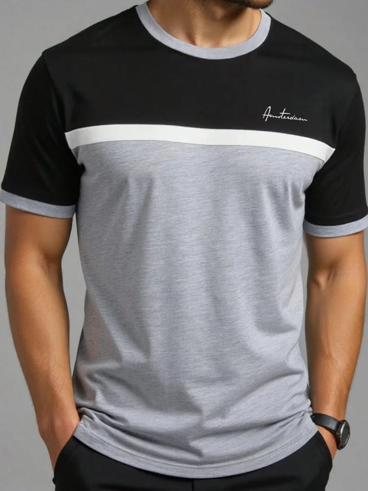 Men’s Oversized Letter‑Print T‑Shirt – Summer Loose Fit Sports Casual Short Sleeve Top