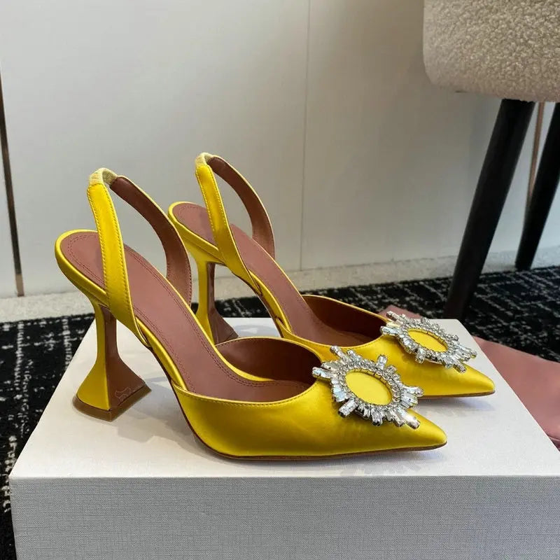Silk Bow Rhinestone High Heels