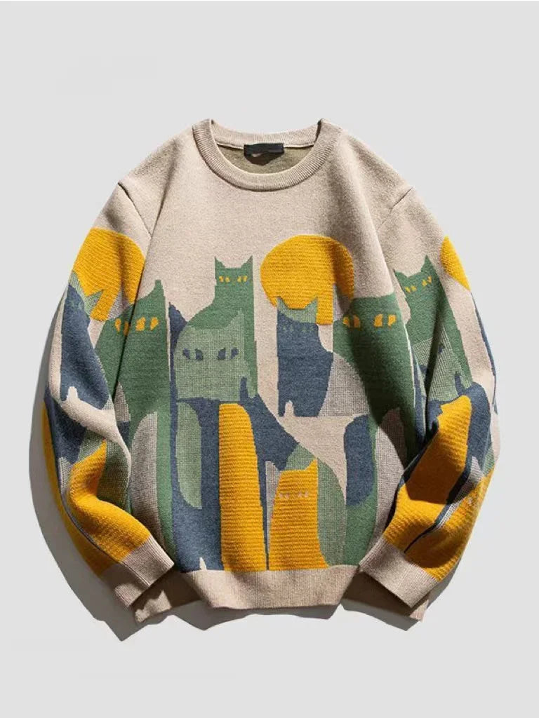 Harajuku Cat Print Sweater