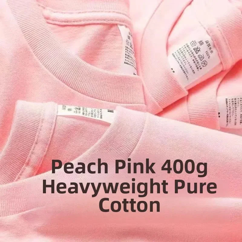 Heavyweight Pure Cotton Oversized T‑Shirt – Tianqing Color Unisex Summer Loose‑Fit Streetwear Tee