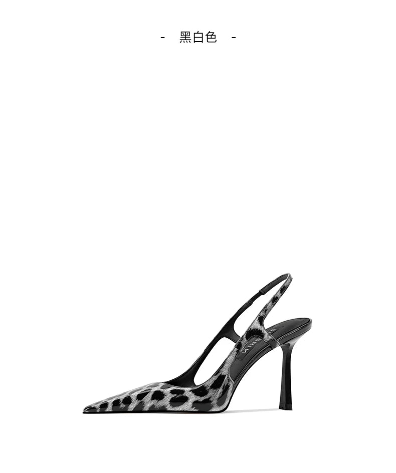 French style exquisite leopard print high heels, feminine and high-end high heels, 2025 four season new slim heel sandals
