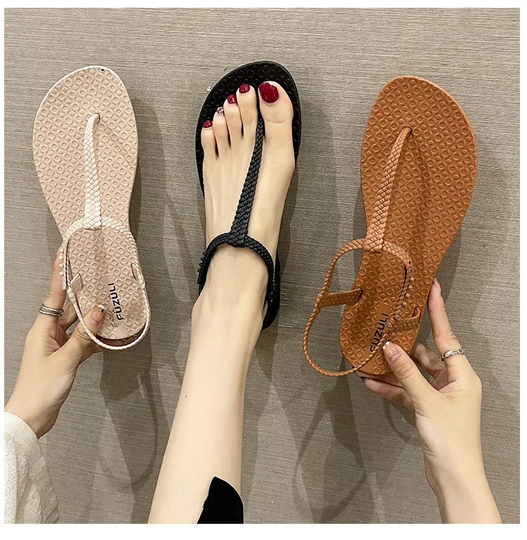 Women’s Bohemian Flat Sandals — Summer Clip‑Toe Flip Flops Casual Comfort Beach Shoes