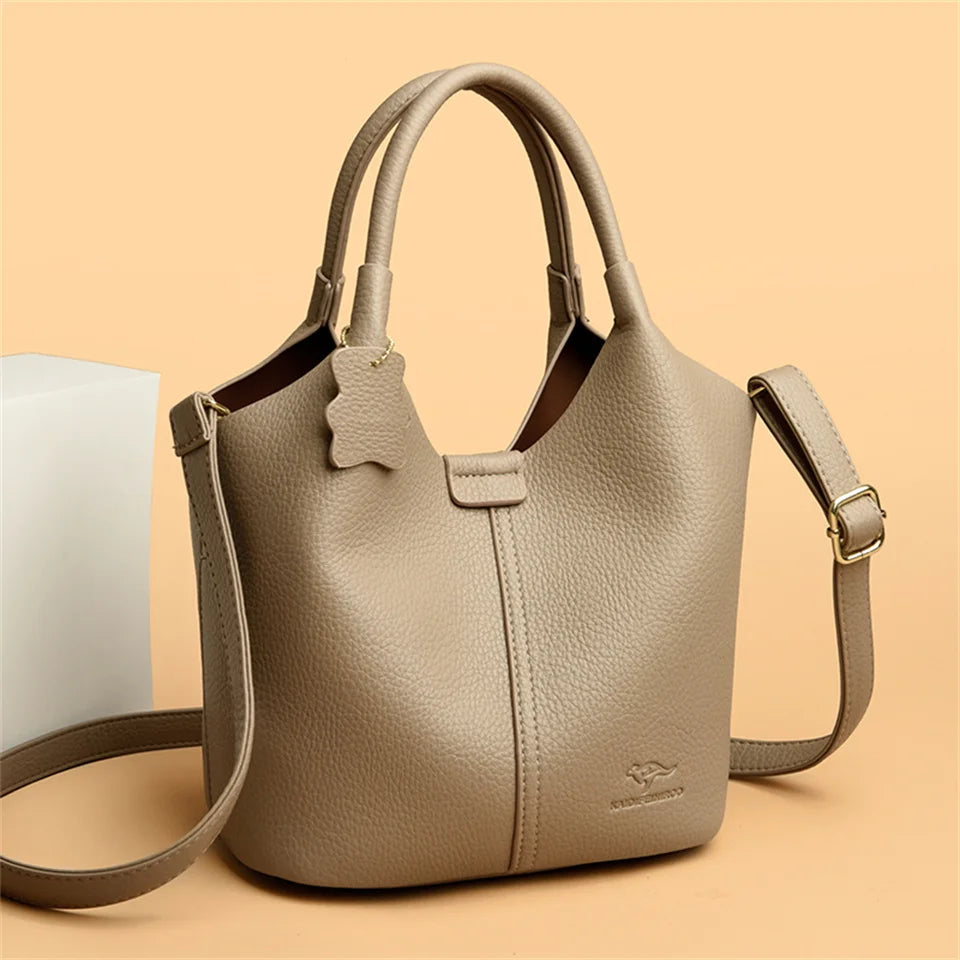 Soft Leather Handbags for Women Vintage Shoulder Bag Luxury Designer Ladies Large Capacity Bags Sac A Main
