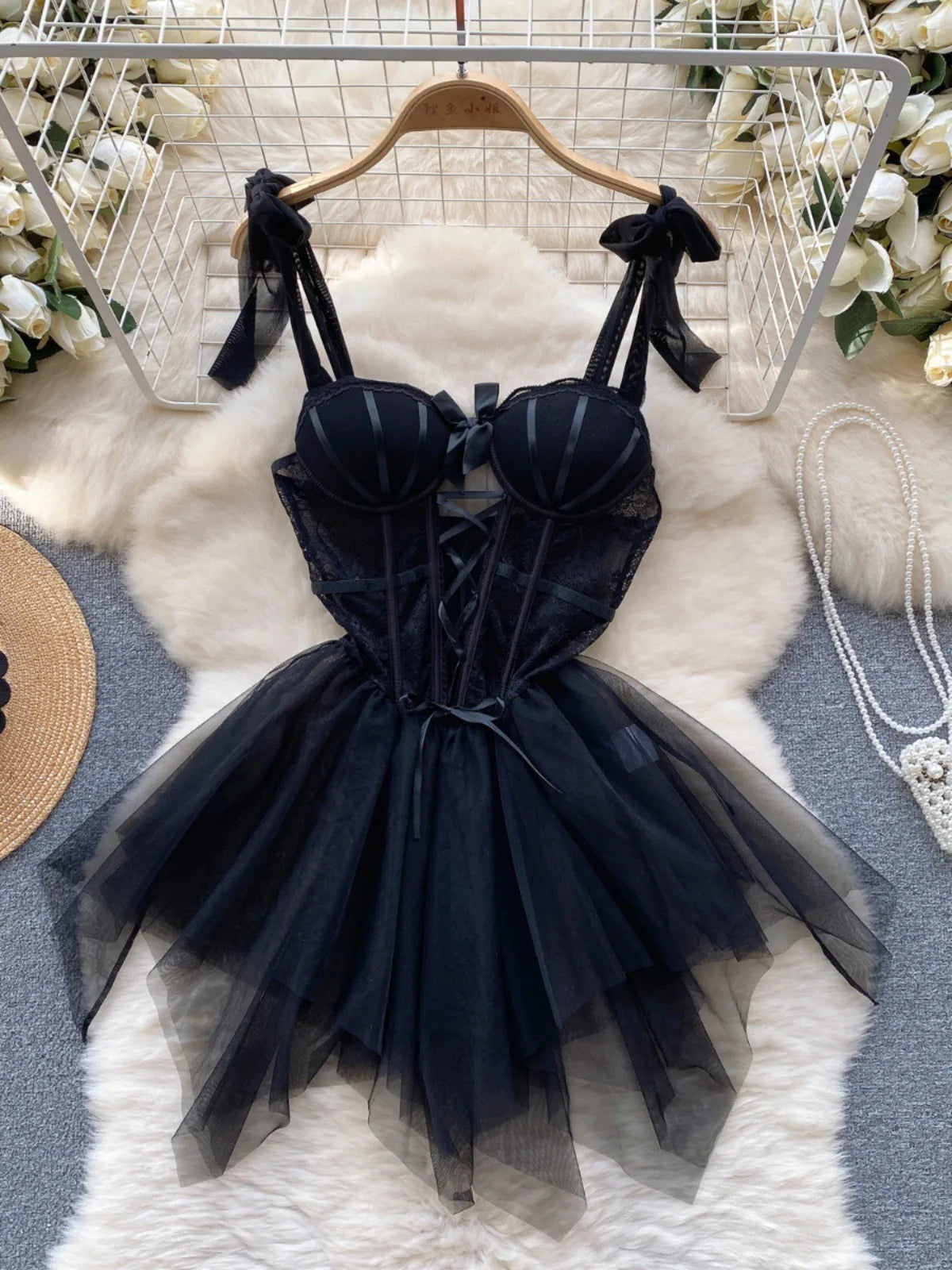 Gauze Spaghetti Strap Wedding Role‑Play Sleepwear