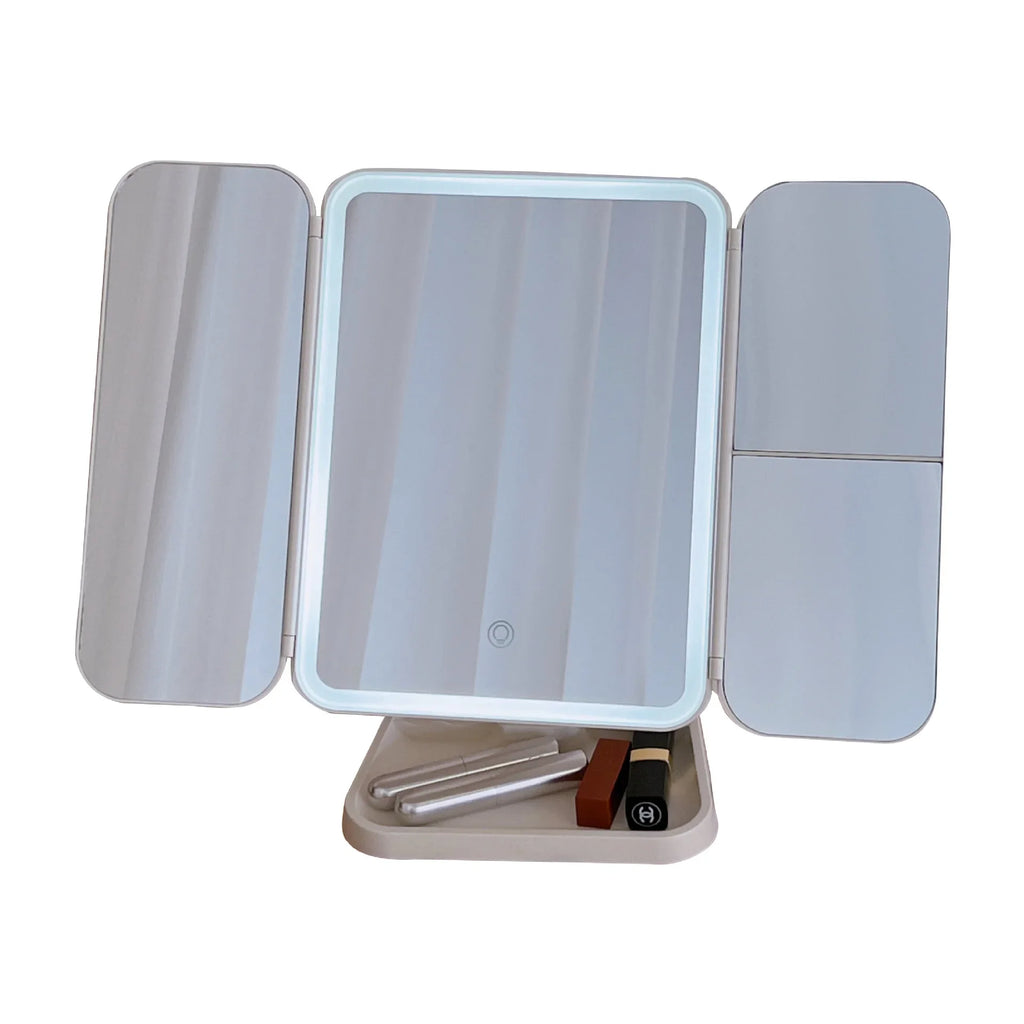 Trifold LED Makeup Mirror – Smart Light‑Up Beauty Mirror with Adjustable Fill Light