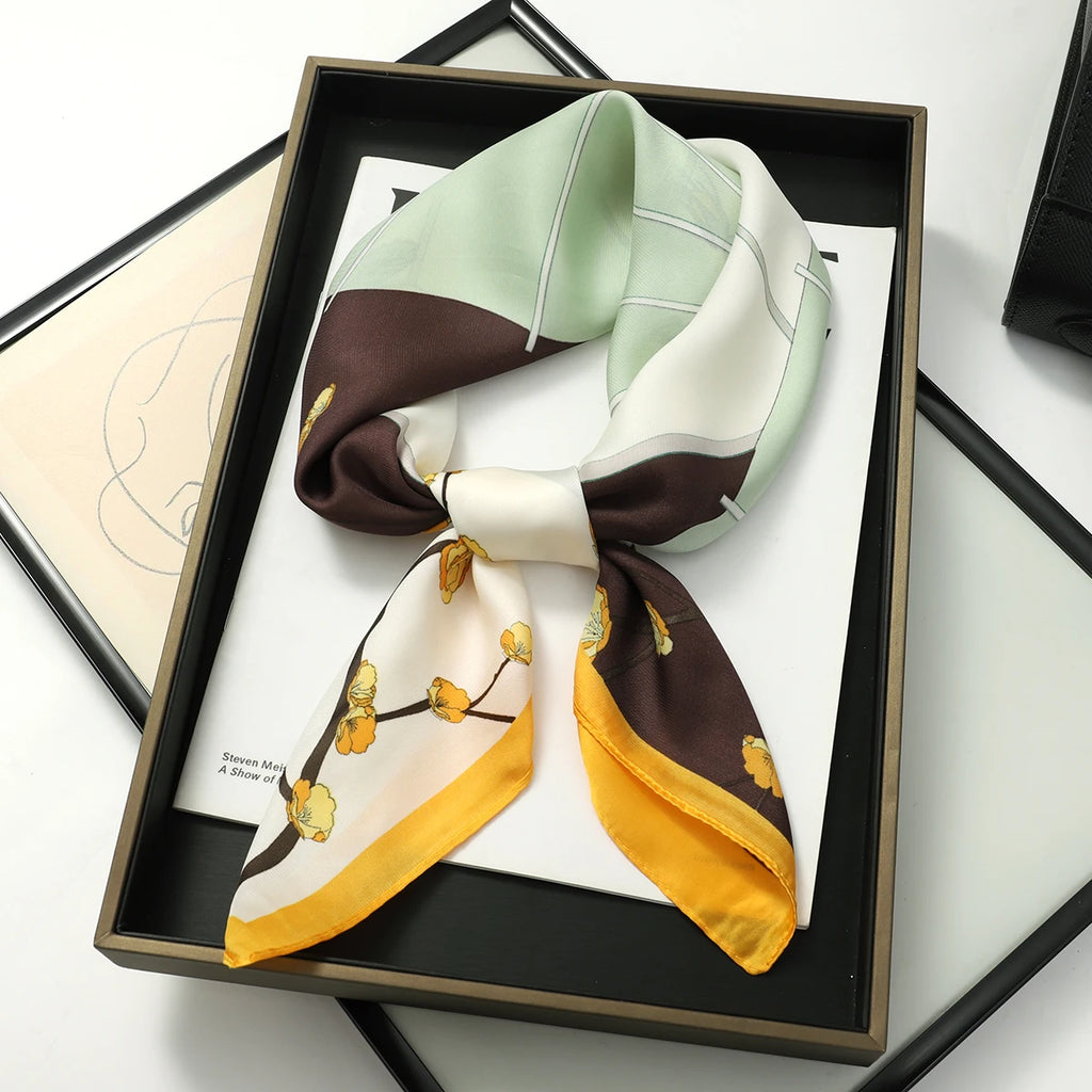 Fashion Scarves for Women Shawl Print Silk Satin Hijab Scarf Female Bandana 70*70cm Luxury Brand Square Shawls Scarfs For Ladies
