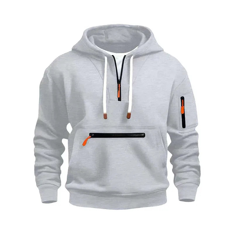 Multi‑Pocket Arm‑Zipper Hoodie