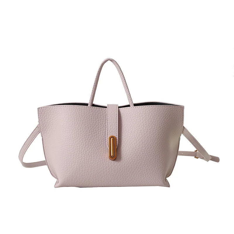 Fashion Ladies Handbags New Lychee Leather Tote Bag Versatile Evening Bag Commuter Simple Shoulder Bag Simple Messenger Bag
