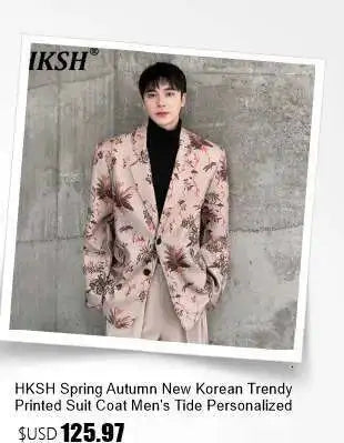 HKSH Spring Summer New Men's Tide Streetwear Cotton Solid Color Loose RO Style Short Sleeves Large Tees Chic Dark T-shirt HK2008