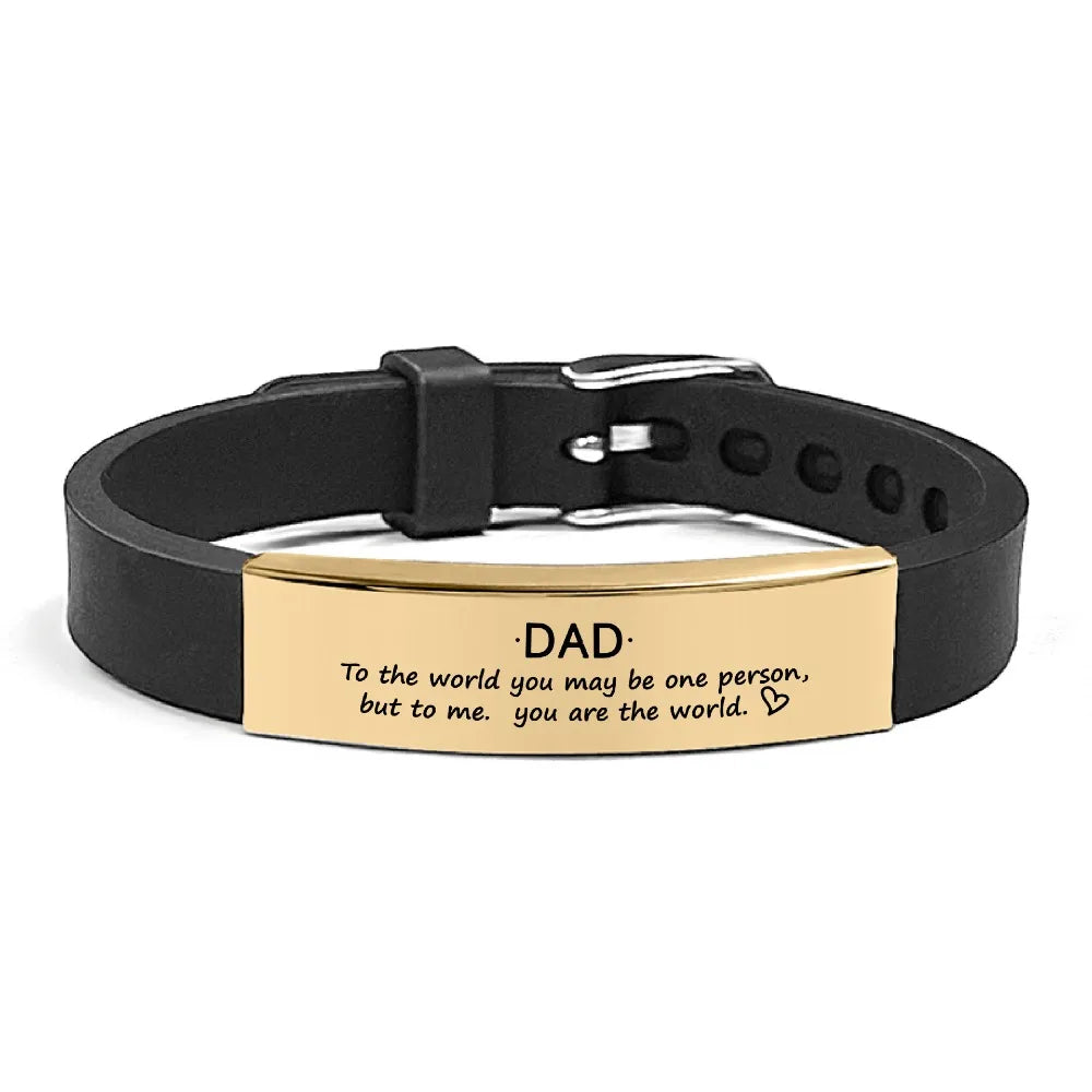 Inspirational Quote Bracelet for Father – Stainless Steel Adjustable Wristband Gift for Men