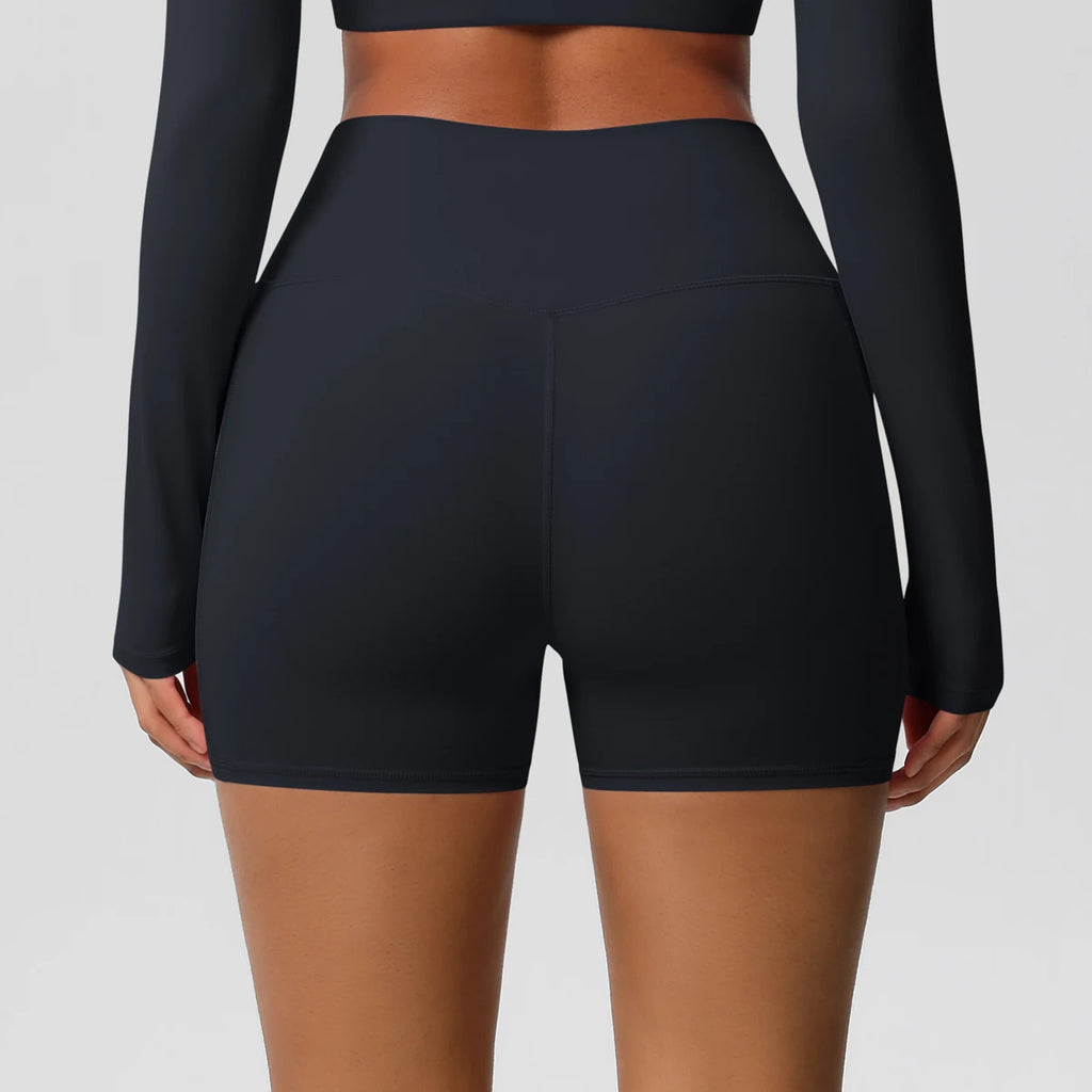 Women’s Seamless High Waist Sports Shorts with Pockets