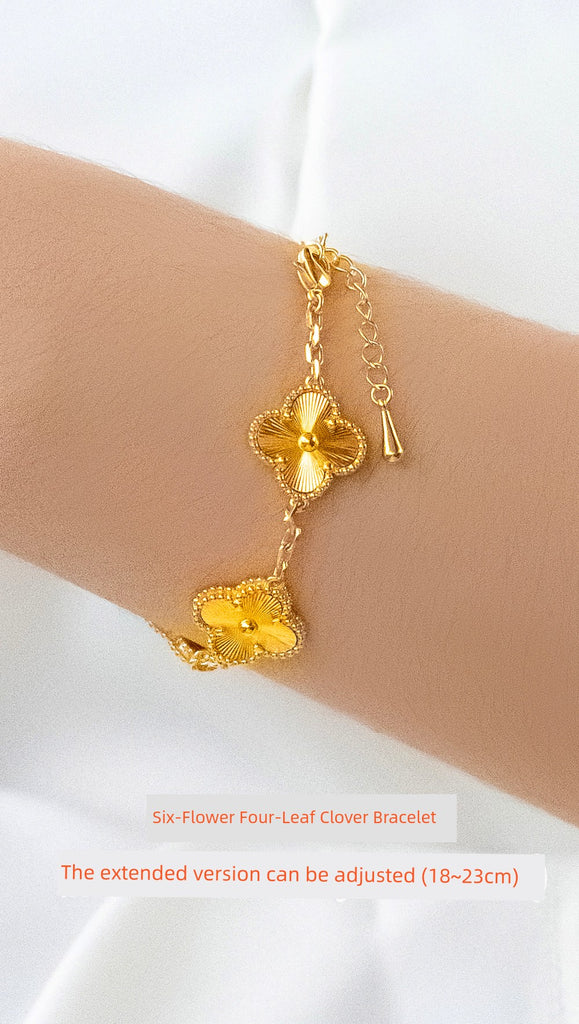 Gold-Wrapped Silver Pork Belly Clover Bracelet Female New Arrival Bracelet 999 Foot Yellow Gilded Best Selling Authentic Versatile for Girlfriend