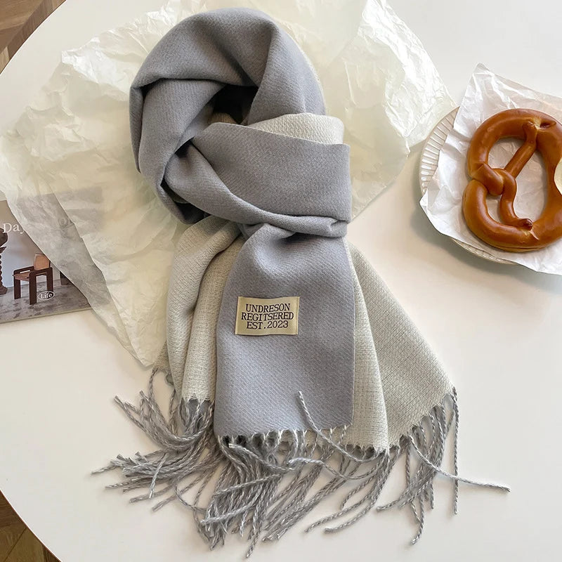 Fashion Solid Cashmere Warm Scarf New Design Pashmina Winter Double Side Diffrent Color Shawl Wraps Bufanda with Tassel Blanket
