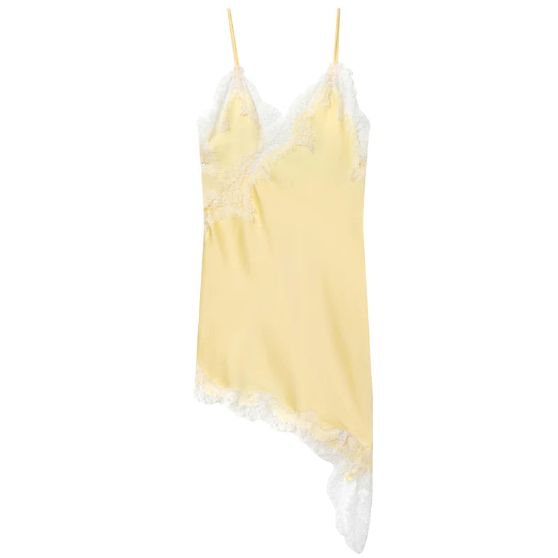 Women’s Lace Asymmetric Slip Dress – Sexy Backless Mini Dress | HXAO Summer 2025 Vestidos