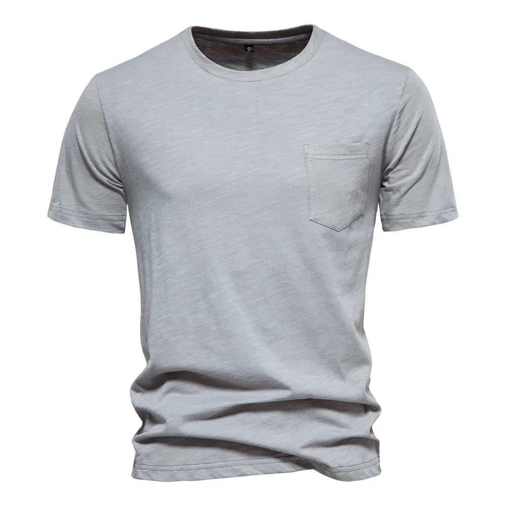 Men’s 100% Cotton Thin Summer T‑Shirt – Soft Breathable O‑Neck Casual Fitness Top
