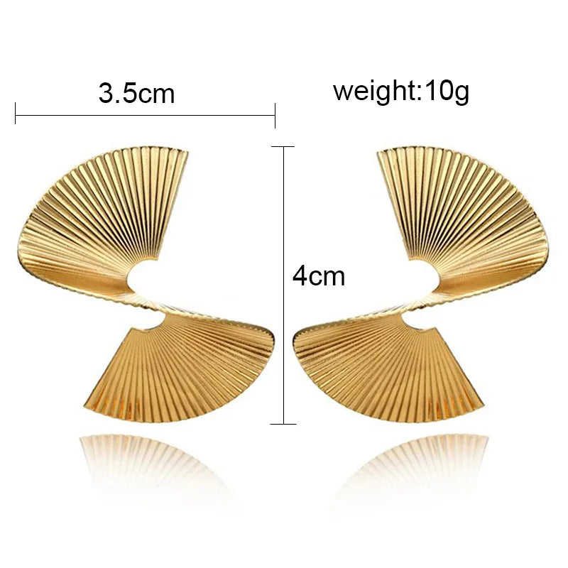 Retro Twisted Spiral Statement Earrings for Women Party Wedding Temperament Jewelry Geometry Golden Silver Color Metal Earrings