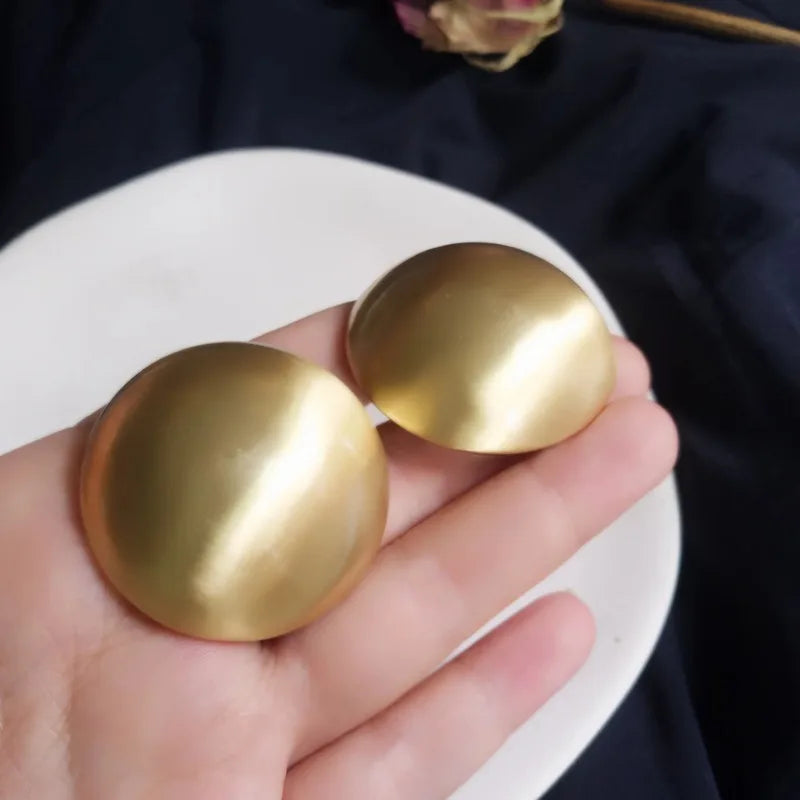 Big Round Frosted Gold Stud Earring for Women