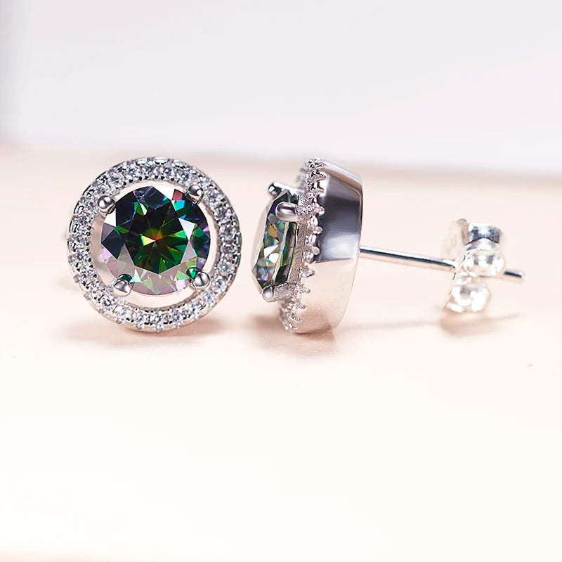 JoyceJelly Unisex Sterling Silver 925 Jewelry 2X1CT 6.5mm GRA Moissanite Stud Earrings for Men Women Lab Diamond Ear-studs Gift