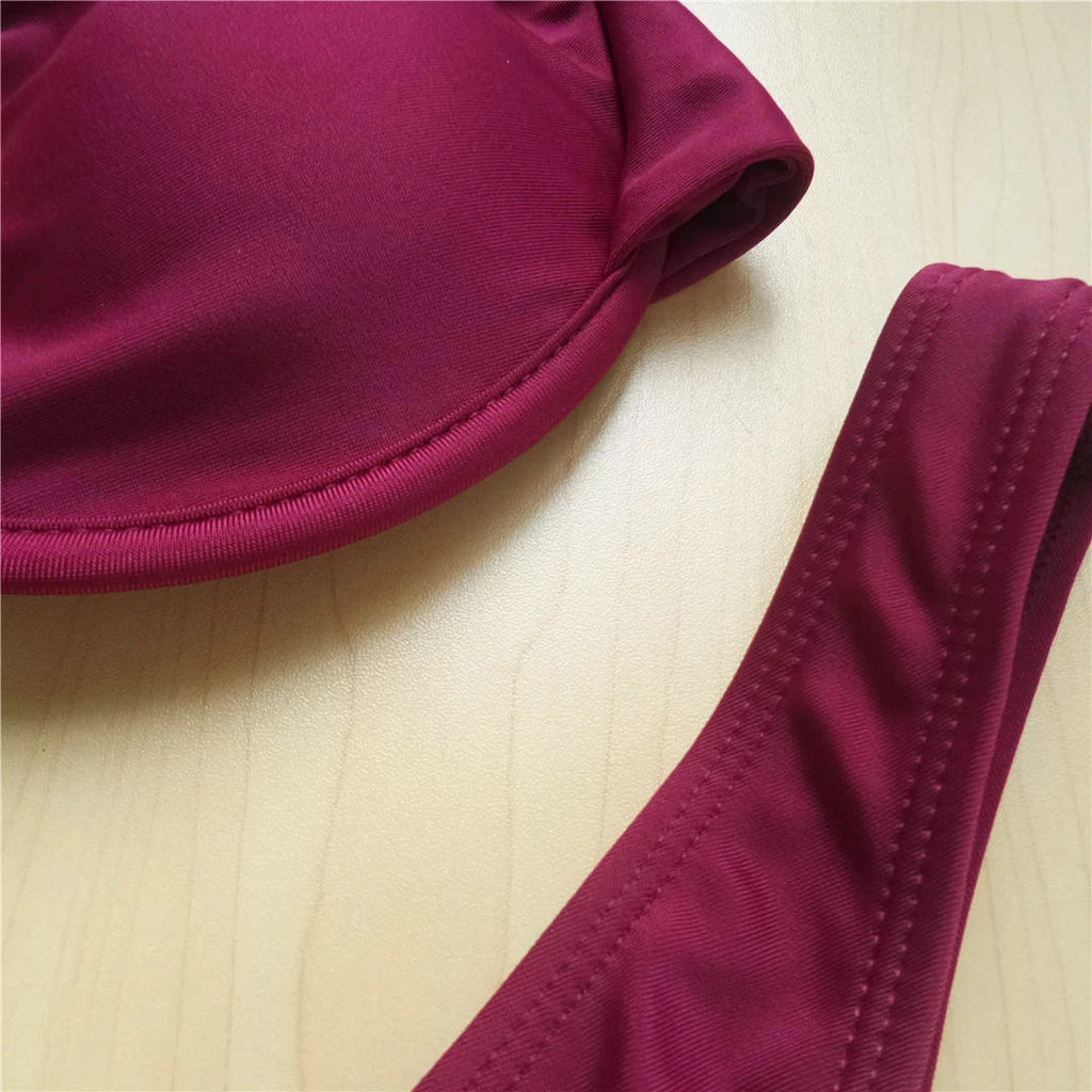 Women’s V‑Bar Underwire Bikini – V‑Shape Wire Two‑Piece Swimsuit S–XL (V439)