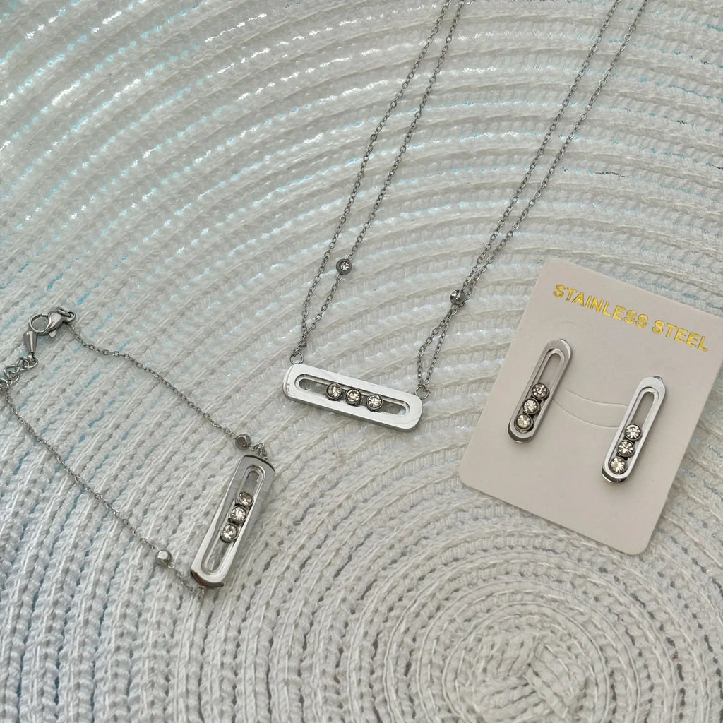 3‑Piece Luxury Stainless Steel Jewelry Set for Women