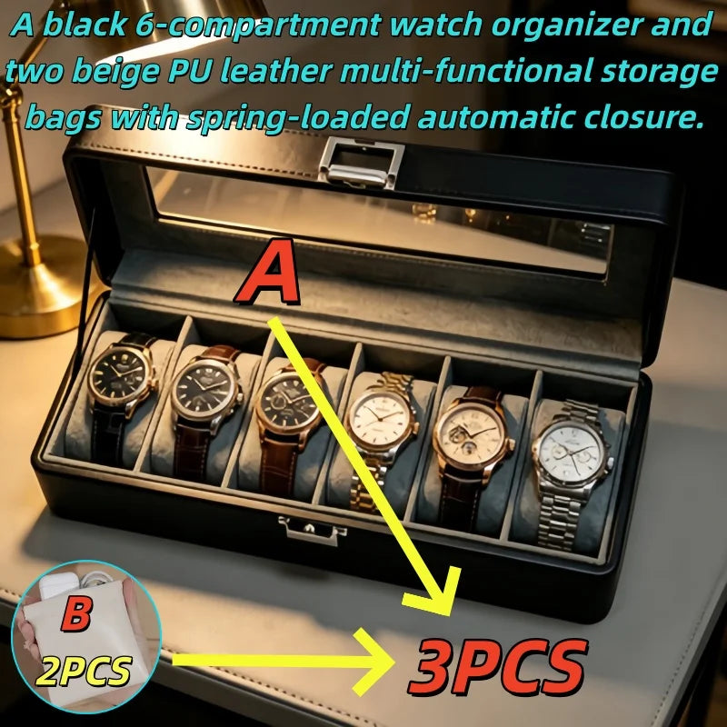 6‑Slot Lockable Watch Box Set – The Perfect Father’s Day & Birthday Gift for Dad or Husband