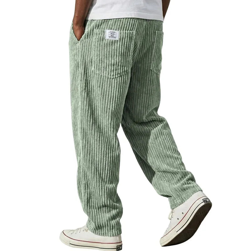 Retro Striped Corduroy Pants