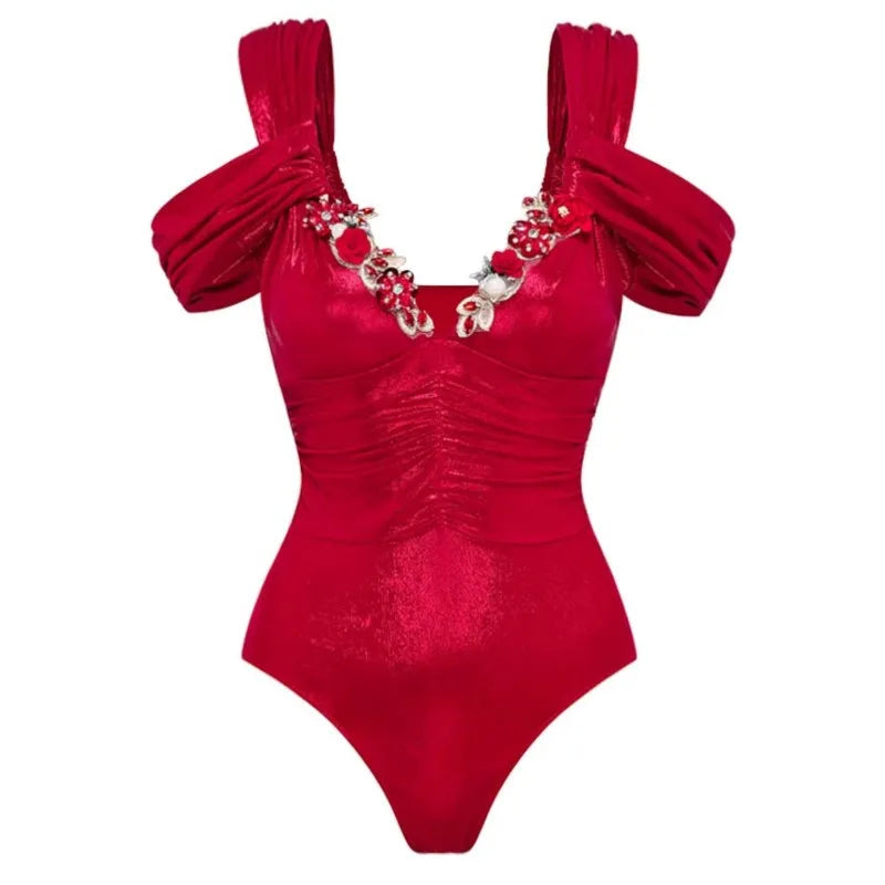 Women’s Printed Ruffle Splice Bikini Bodysuit with Skirt — Summer Beach Cover‑Up Holiday Swimwear Outfit