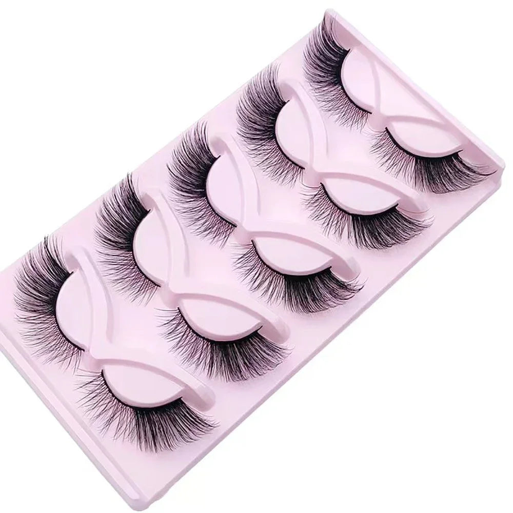 5 Pairs Fluffy False Eyealshes, Fox Cat Eye Lashes Winged False Eyelashes With Eyeliner Effect Natural Look, 3D Lashes