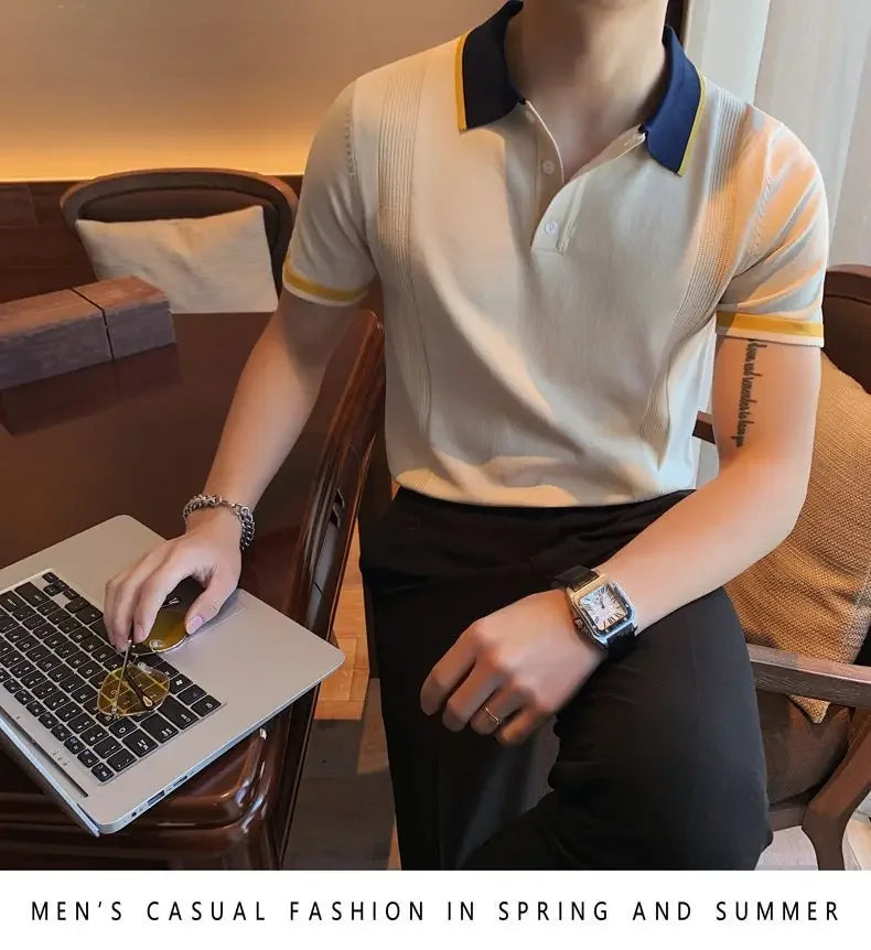 Korean Trendy Knit Polo Shirt