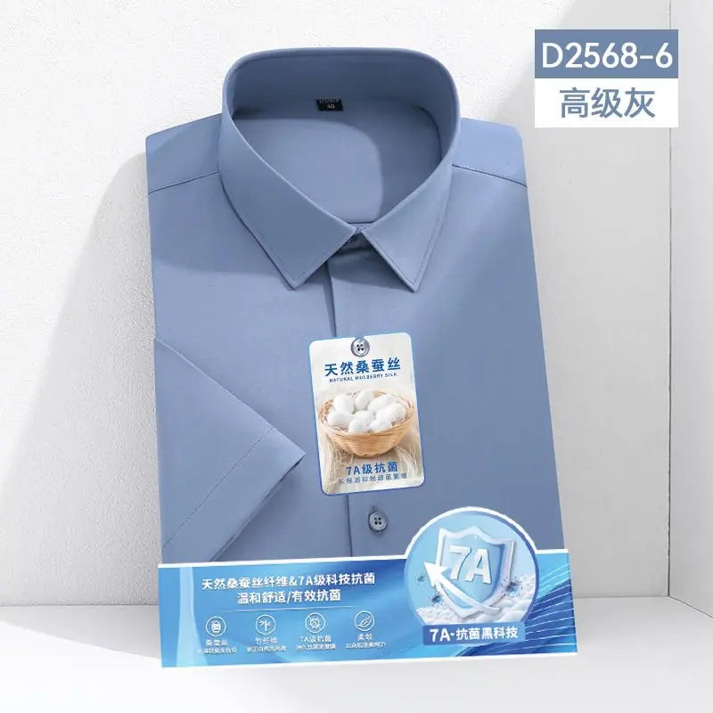 Mulberry Silk Wrinkle‑Resistant White Shirt