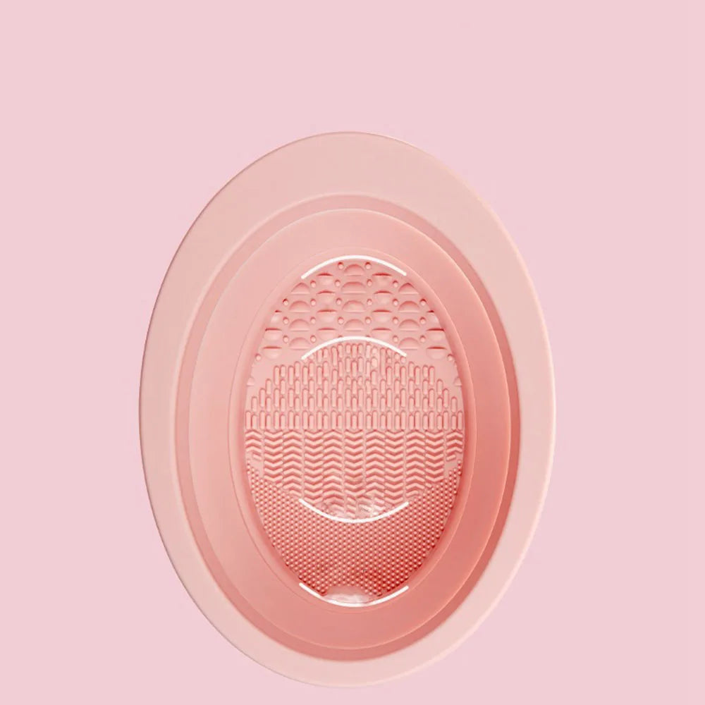 1PC Soft Silicone Makeup Brush Folding Cleaning Bowl Brushes Cleaning Mat Cosmetic Eyeshadow Brush Cleaner Colorful Scrubber Box
