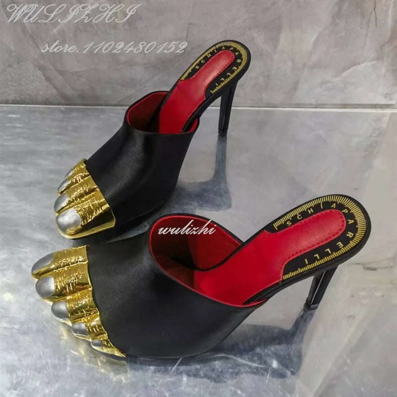 Big Bow Metallic Stiletto Sandals